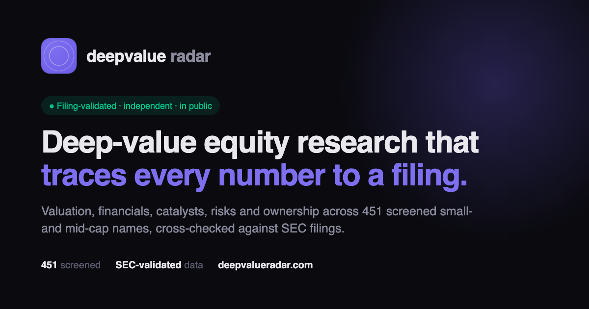 DeepValue Radar · Deep-Value Equity Research & Screener